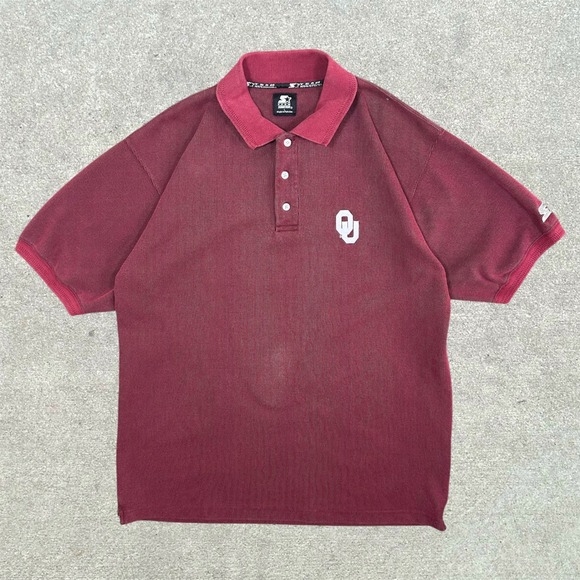 STARTER Other - Starter Oklahoma Sooners Polo Shirt Mens size Large Vintage OU Logo Maroon